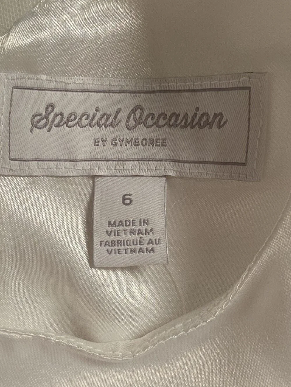 Gymboree White Satin & Tulle Bow Waist Formal Dress